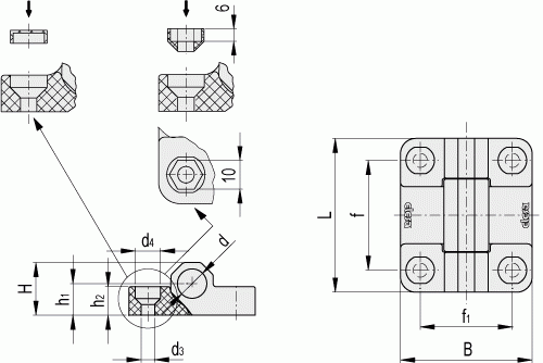 Zawiasy CFMW - rysunek techniczny