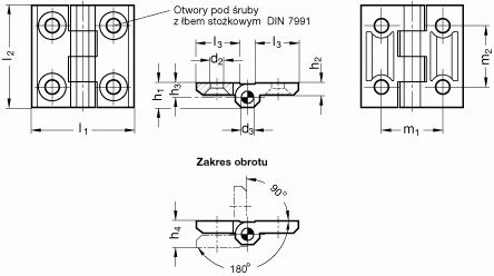 Zawiasy nierdzewne GN 237-NI - rysunek techniczny
