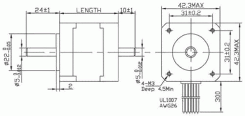 Silnik krokowy SM 42/47-1684B - rysunek techniczny