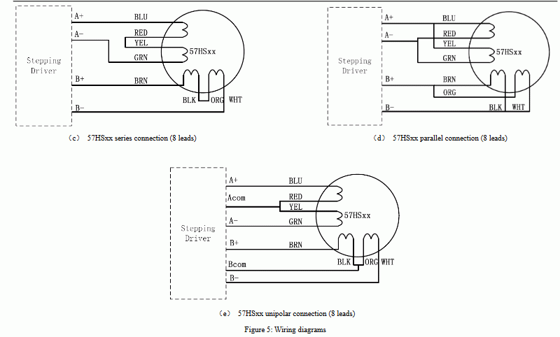 Silnik krokowy 57HS09 - 1.3Nm LEADSHINE - rysunek techniczny