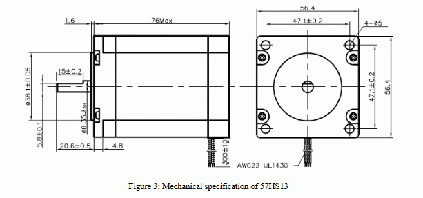 Silnik krokowy 57HS13 - 1.8Nm LEADSHINE - rysunek techniczny