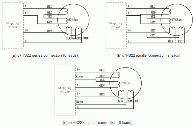 Silnik krokowy 57HS22-A - 2.2Nm LEADSHINE - rysunek techniczny