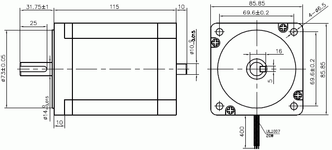 Silnik krokowy SM 86/118-7808B - 8.5Nm - rysunek techniczny