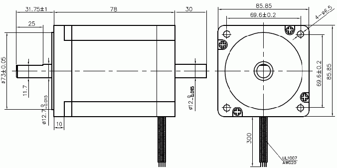 Silnik krokowy SM86/78-4208B - 4.6Nm - rysunek techniczny