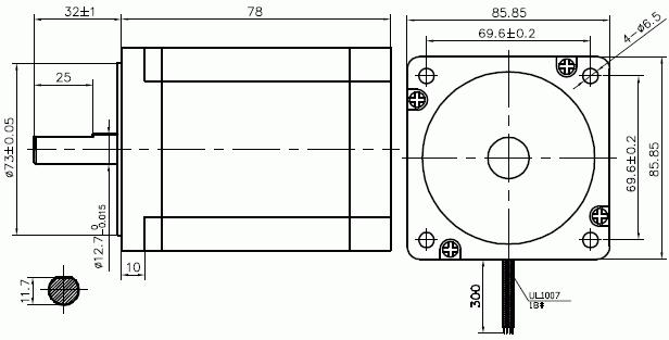 Silnik krokowy SM 86/78-5504A - 4.6Nm - rysunek techniczny