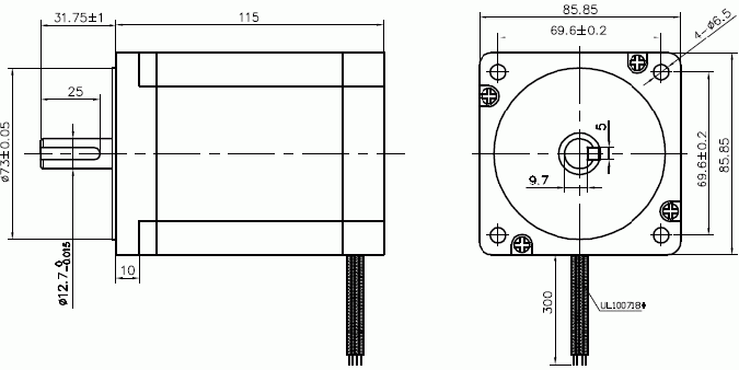Silnik krokowy SM 86/115-6004A - 8.7Nm - rysunek techniczny