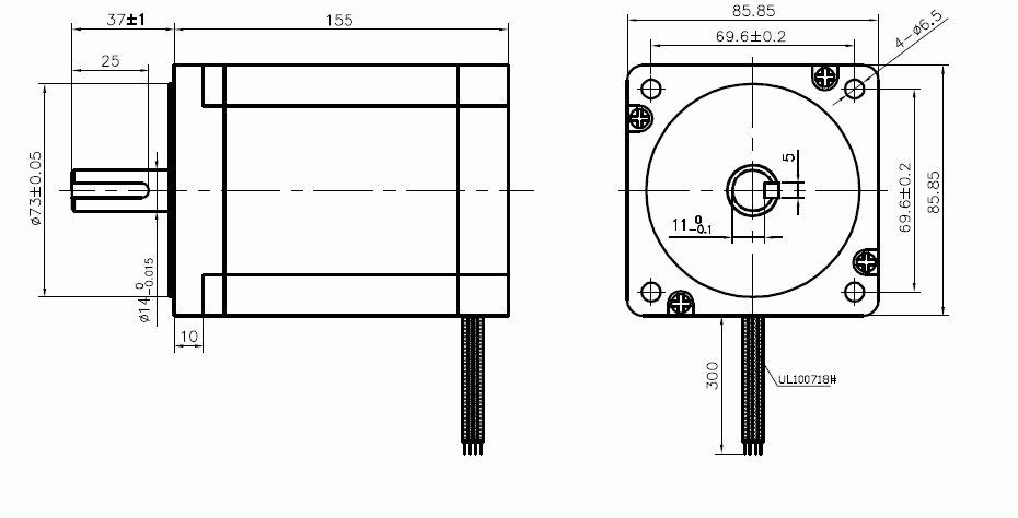Silnik krokowy SM 86/156-6204A (fi14) - 12.2Nm - rysunek techniczny