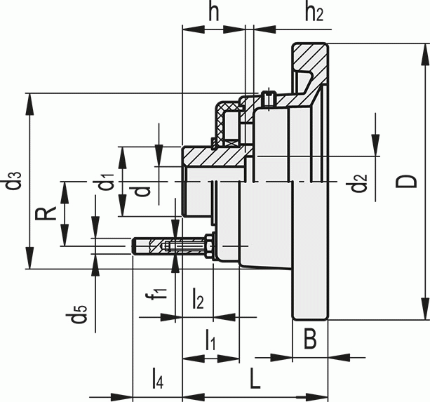 Koło ręczne pełne VAD.125-PXX2 A-12 - rysunek techniczny